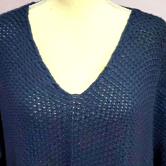 American Eagle Blue Gray Boho Lagenlook Oversized Beachy Open Knit Sweater - Picture 2 of 11